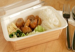 Festกล่องไฮบริดปลอดภัย 650 มล.ลายไม้ (50 ชิ้น/แพ็ค)