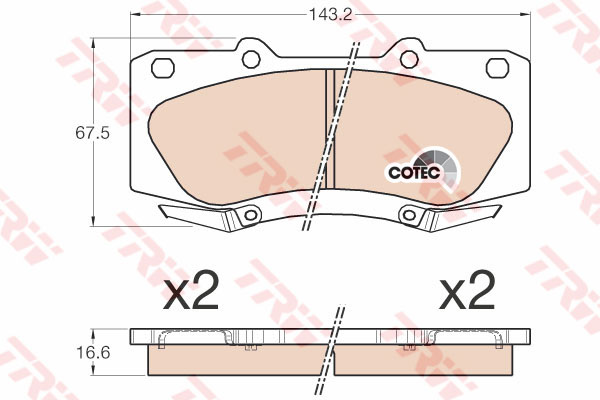 TRW ผ้าดิสเบรค (หน้า) TOYOTA Fortuner Smart 2012 on UTEC (GDB3534)