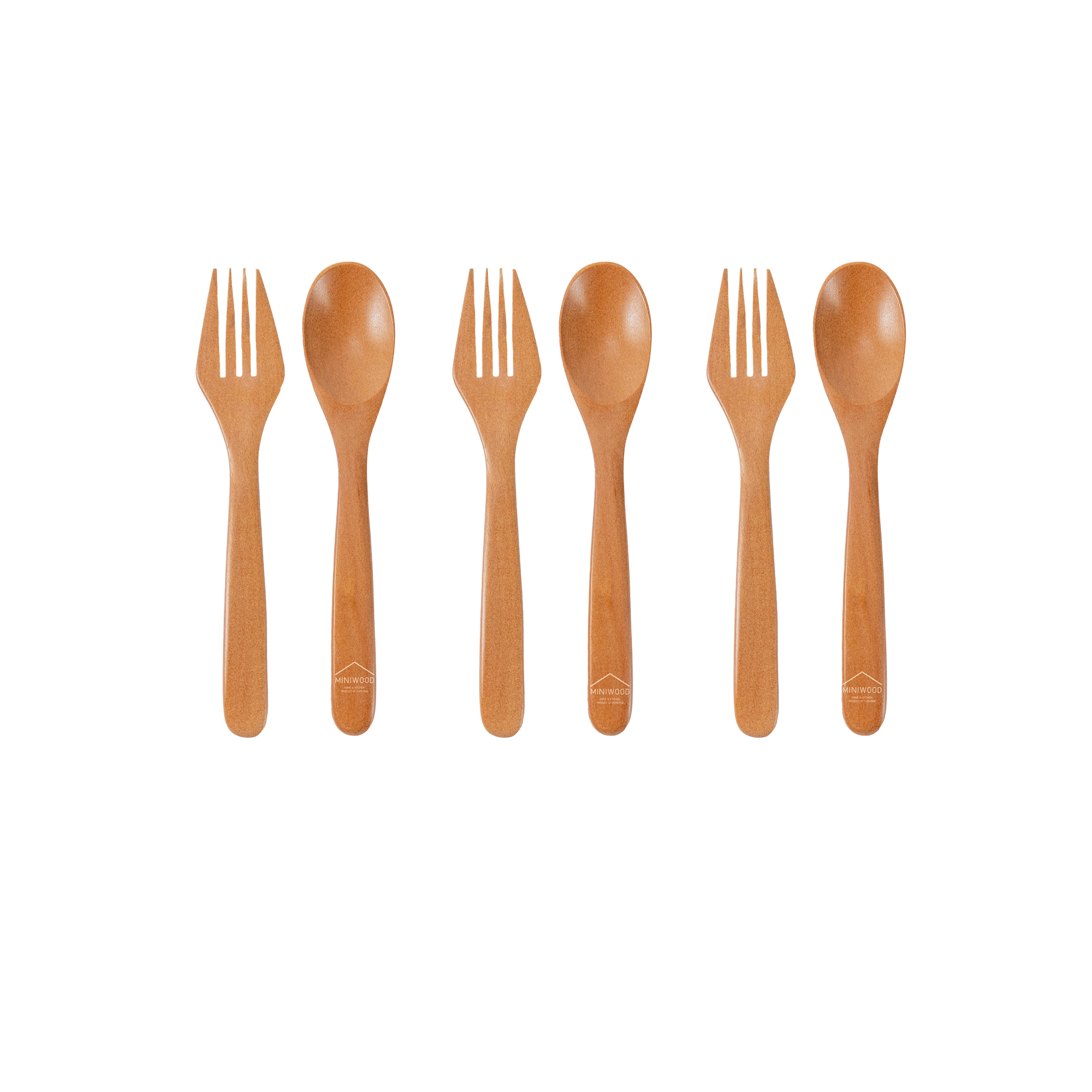 MINIWOOD ช้อนส้อมไม้ ช้อนไม้ Wooden spoon ขนาด 15 เซนติมเตร