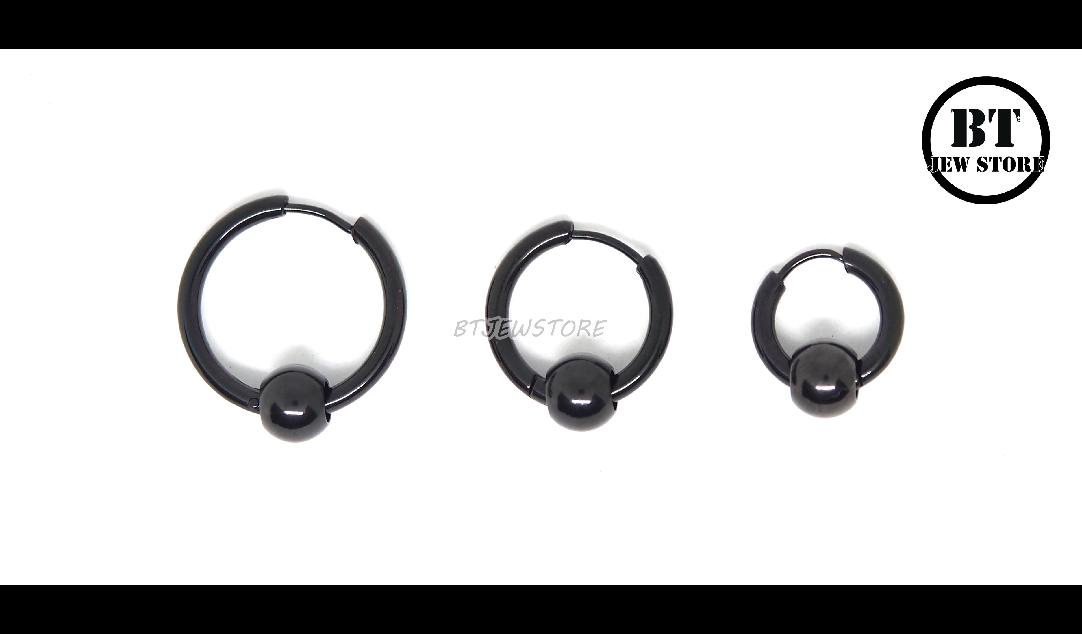 จิวห่วงบอลสแตนเลสสีดำ (วง 14, 18, 22 mm)