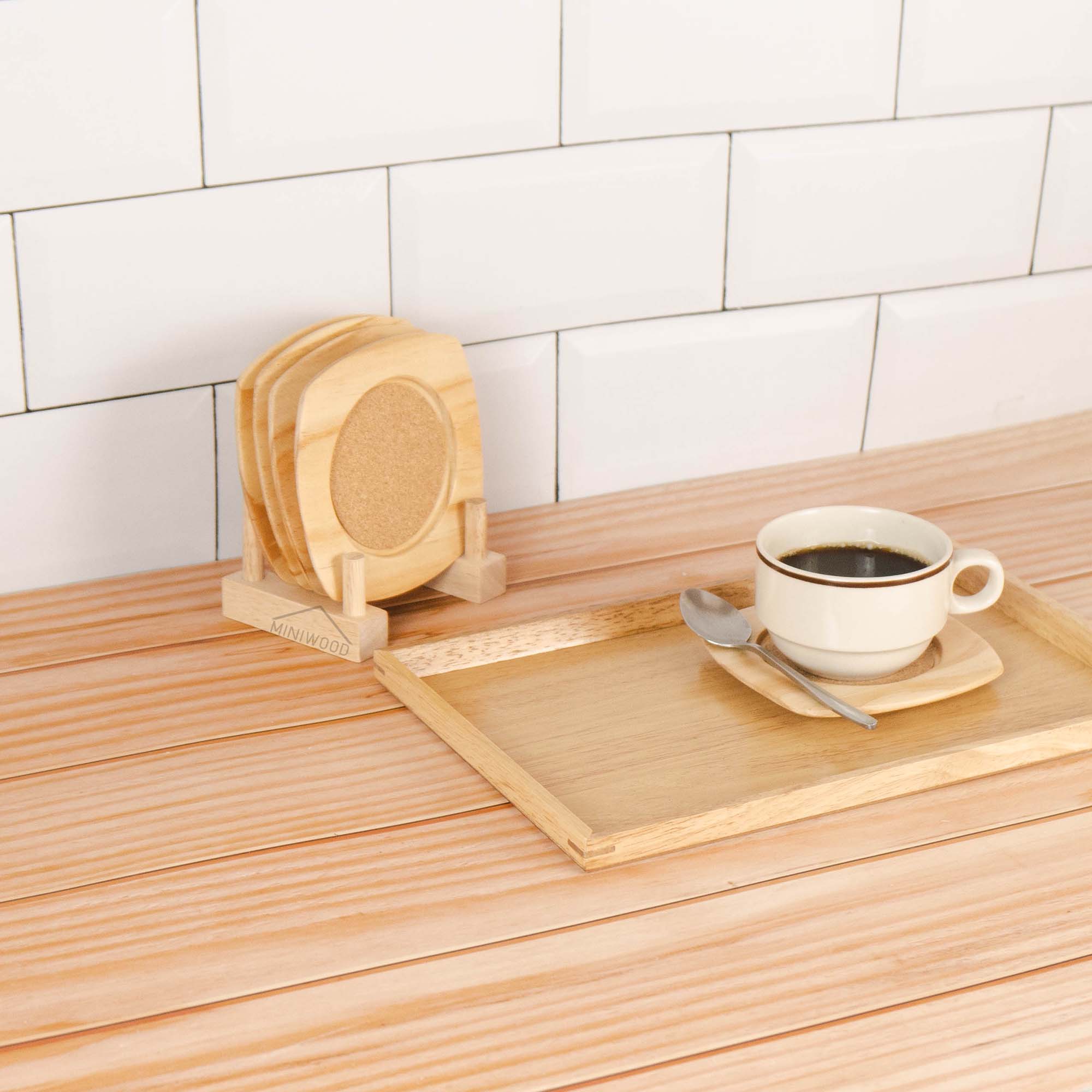 MINIWOOD จานรองแก้ว Wooden Coaster ผลิตจากไม้สน