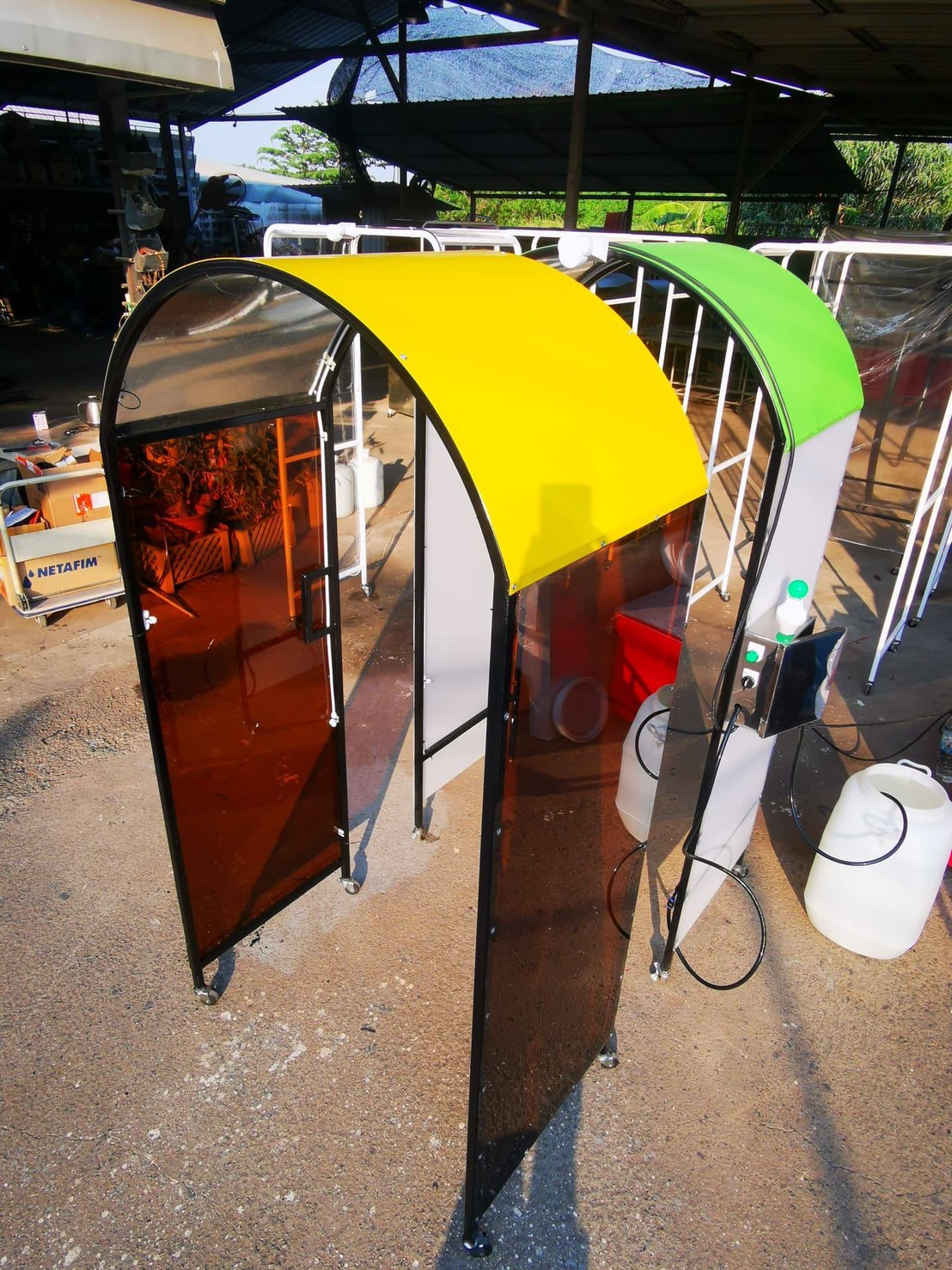 อุโมงค์พ่นฆ่าเชื้อโรคเคลื่อนย้ายได้ โครงสร้างเหล็กหุ้มอคริลิค