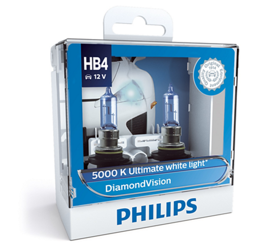 หลอดไฟรถยนต์ Philips HB4 Diamond Vision 12.8V 55W P22D แพ๊คคู่