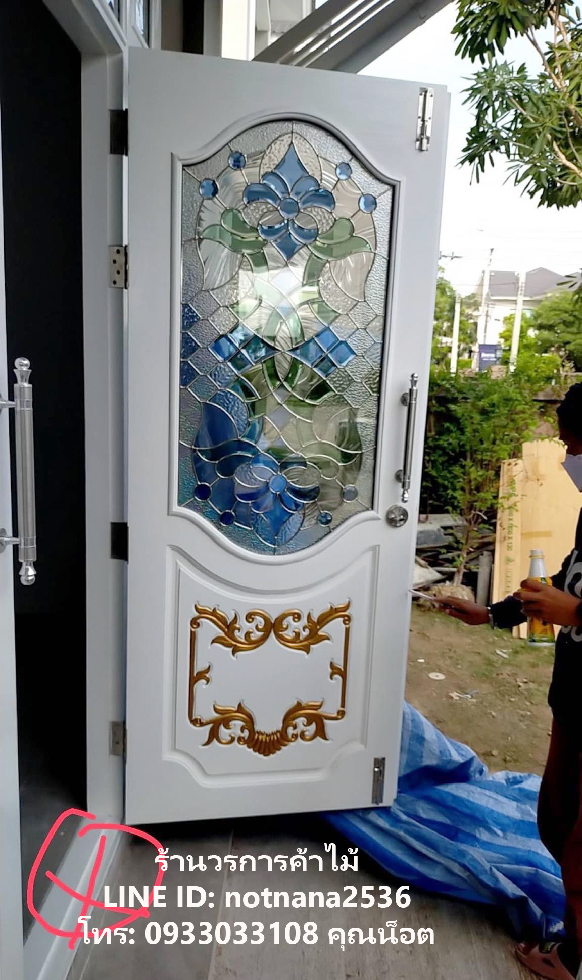 ประตูไม้สักเกรดA,B รหัสC397