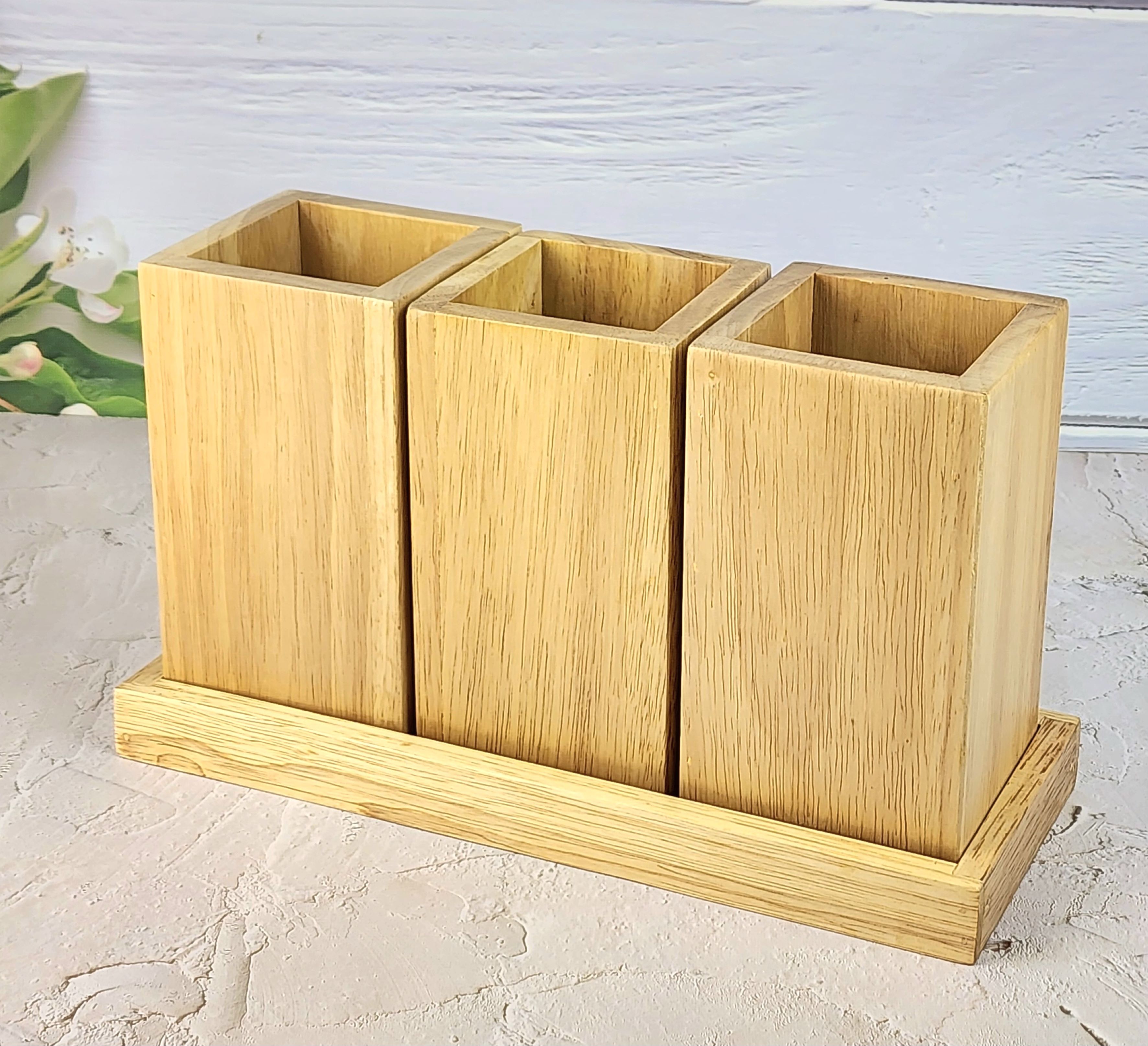 MINIWOOD ชุดกล่องหลอด ขุดกล่องบิล กระติกไม้ 3ใบชุด CANISTER SET