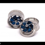 จิวสแตนเลสปากแตรสีเงิน รุ่นใบพัด (10-16 mm)