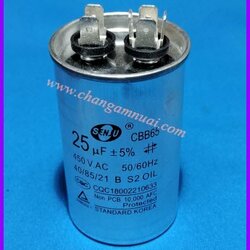 Senju CBB65 คาปาซิสเตอร์ 25uF450V ขั้วเสียบ ตัวอลูมิเนียม เกรดA เกาหลี