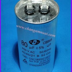 Senju CBB65 คาปาซิสเตอร์ 80uF450V ขั้วเสียบ ตัวอลูมิเนียม เกรดA เกาหลี