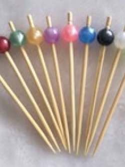 ไม้จิ้มหัวลูกปัดเล็กคละสี