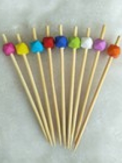 ไม้จิ้มหัวลูกปัดเหลี่ยมเข้มคละสี