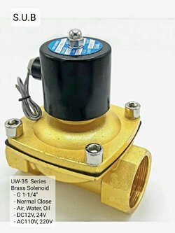 UW-35 Solenoid Valve (1-1/4") โซลินอยด์วาล์วไฟฟ้า | UW-35 Brass Solenoid Valve | AC24V, 110, 220, DC12, 24V | Normal Close