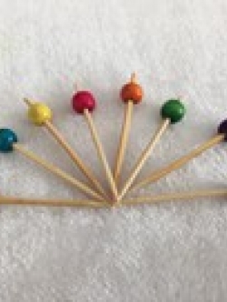 ไม้จิ้มหัวลูกปัด คละสี