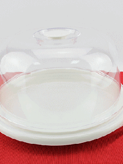 ถาดพักเค้กกลมตัวขาว+ฝาใส