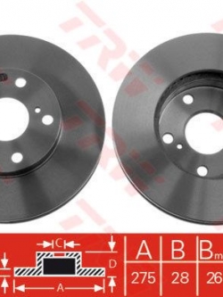 TRW จานเบรคหน้า TOYOTA CAMRY ACV30 '01-06 ตาเหยี่ยว (ช่อง)