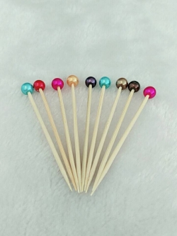 ไม้จิ้มหัวลูกปัดมุกจิ๋ว 5 mm. คละสี