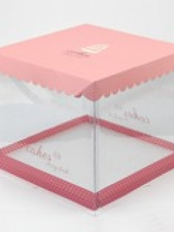 กล่องเค้ก 2 ปอนด์ ชมพูทรงเตี้ย