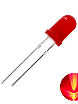หลอดไฟ LED 5mm สีแดง 5 ชิ้น