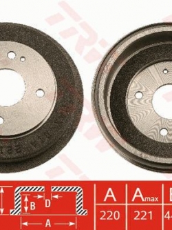 จานเบรค-หลัง (ดรัม) honda accord (ตาเพชร) ปี 90 - 94 (TRW)