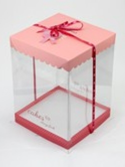 กล่องเค้ก 1 ปอนด์ ชมพูทรงสูง