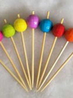 ไม้จิ้มหัวลูกบอลคริสตัลเข้มคละสี