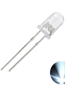 หลอดไฟ LED 5mm สีขาว 5 ชิ้น