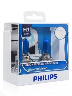หลอดไฟรถยนต์ Philips H7 Diamond Vision 12V 55W แพ๊คคู่