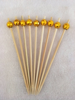 ไม้จิ้มหัวลูกปัดทองเหลี่ยม