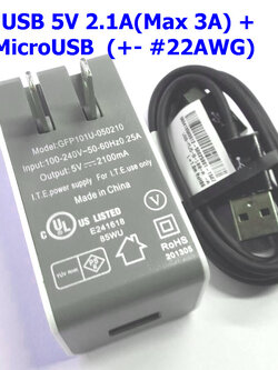 5V 2.1A Power Adapter + MircoUSB