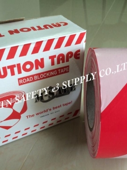 ยูโรเทป เทปกั้นเขต สีขาว-แดง ขนาด 3"x300m