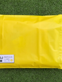 แพค 100 ใบ ซองไปรษณีย์พลาสติก สีเหลือง ขนาด 25x31+4 cm เกรด A (ขนาดเท่าA4)