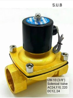 UW-10 Solenoid Valve (3/8") วาล์วเปิด-ปิดไฟฟ้า ทองเหลือง AC24V, AC110, AC220, DC12, DC24V | UW-10 Brass Solenoid Valve